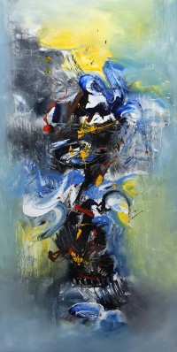 S. M. Naqvi, 24 x 48 Inch, Acrylic on Canvas, Abstract Painting, AC-SMN-127
